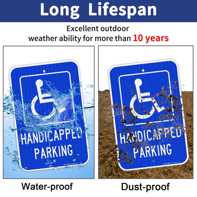 Faittoo Handicap Parking Sign, with Picture of Wheelchair Sign, 18 x 12 Inches Engineer Grade Reflective Sheeting Rust Free Aluminum, Weather Resistant, Waterproof, Durable Ink, Easy to Mount - Image 4